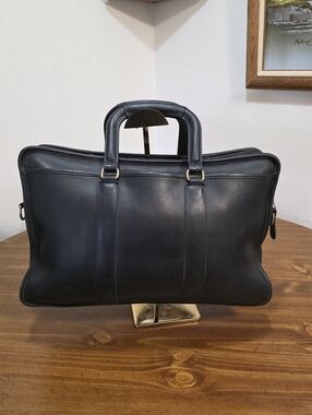 Coach Vintage 93" Embassy  Black Leather Briefcase with -Brass Hardware